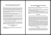Code de déontologie des psychologues de mars 1996, actualisé en février 2012 (vignette ISRI FRANCE)